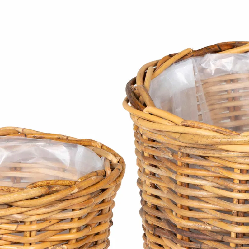 Gėlių krepšys su saugykla 2 pcs Ruda Kubu ratanas