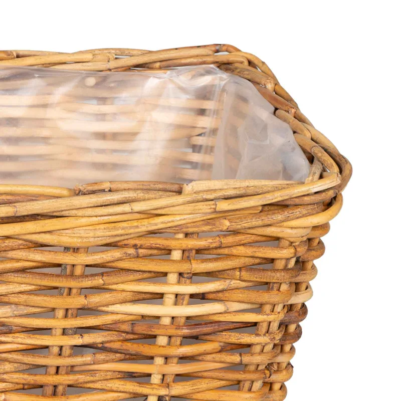 Vazonų krepšys su saugykla 3 pcs Ruda Kubu ratanas