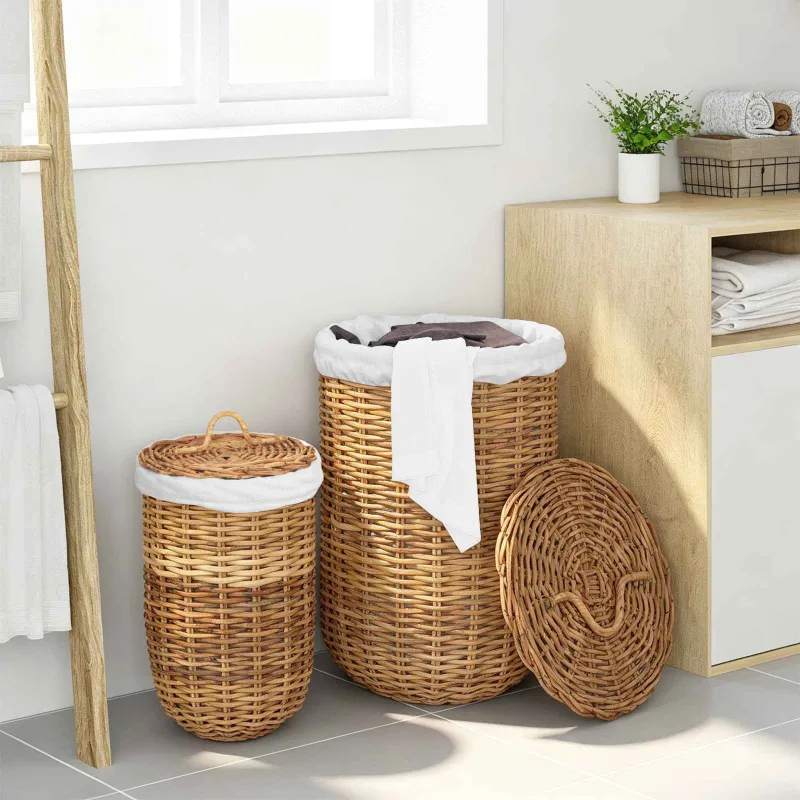 Skalbinių krepšys 2 pcs Ruda Kubu ratanas