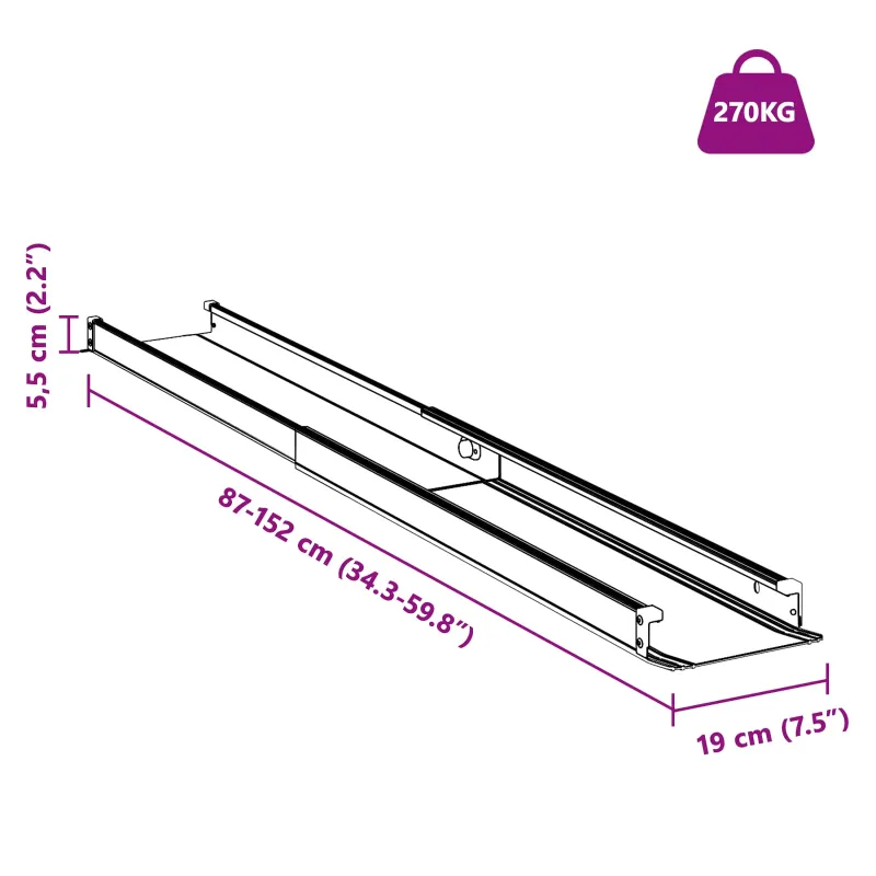 Keltuvas vežimėliams 270 kg 2 pcs Juoda 152 x 19 x 5,5 cm