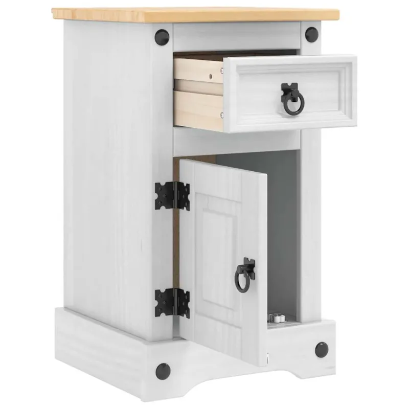 Naktinis staliukas su stalčių Corona Balta 35 x 32,5 x 58 cm