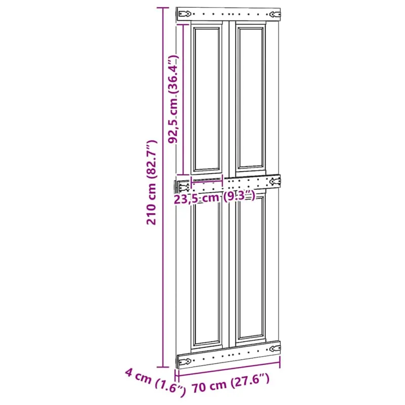 Tvarto durys Corona 70 x 210 cm Pušies medienos masyvas