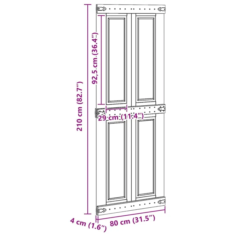 Tvarto durys Corona 80 x 210 cm Pušies medienos masyvas