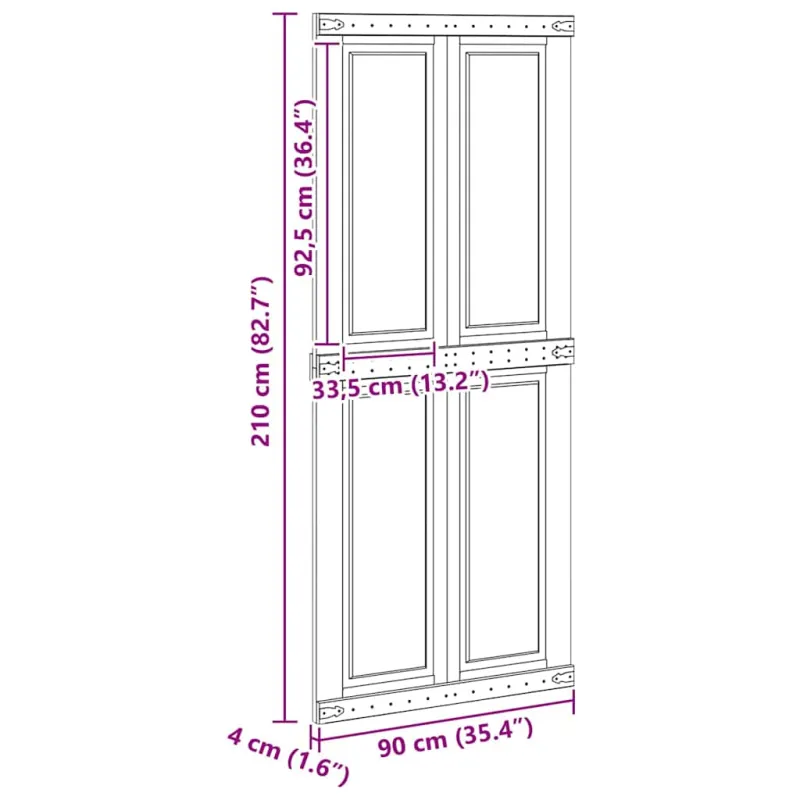 Tvarto durys Corona 90 x 210 cm Pušies medienos masyvas