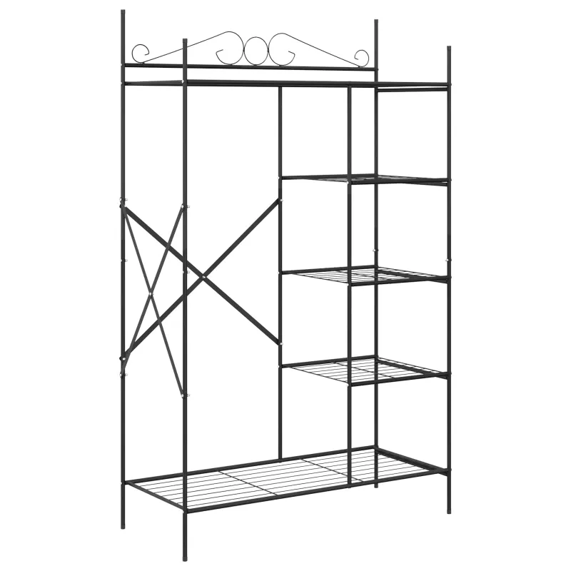 Atvira spinta su lentyna Juoda 104,5 x 45 x 172 cm Plienas