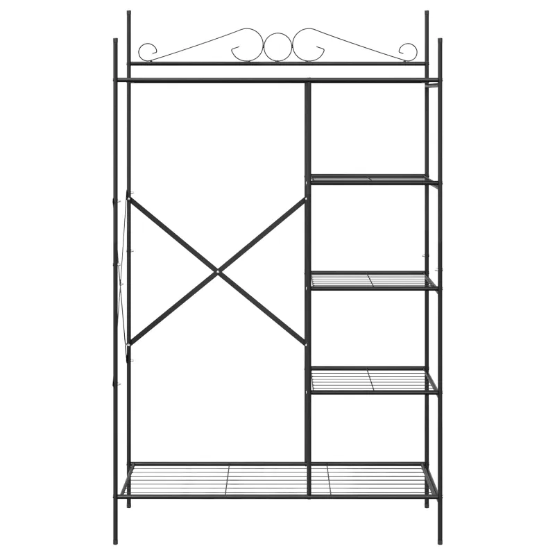 Atvira spinta su lentyna Juoda 104,5 x 45 x 172 cm Plienas