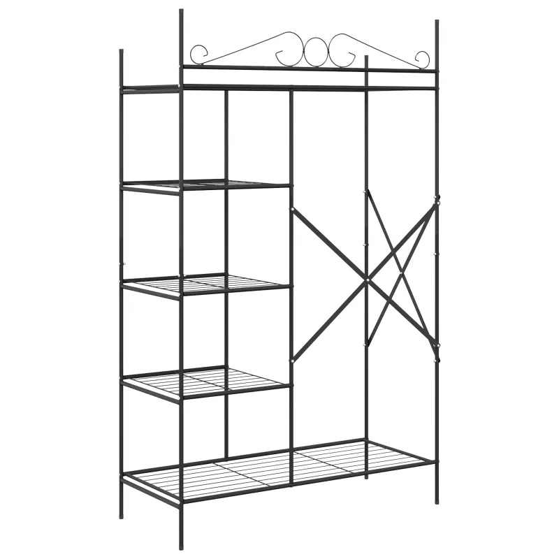 Atvira spinta su lentyna Juoda 104,5 x 45 x 172 cm Plienas