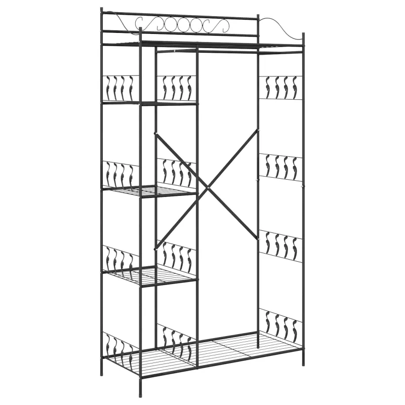 Atvira spinta su lentyna Juoda 101 x 43 x 188 cm Plienas
