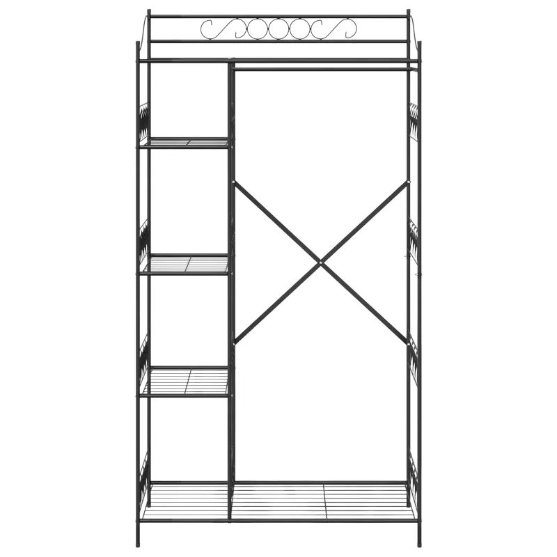 Atvira spinta su lentyna Juoda 101 x 43 x 188 cm Plienas