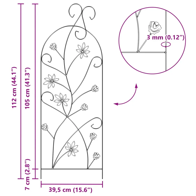 Sodo tvora su užraktu 3 pcs Juoda 112 x 39,5 cm Plienas