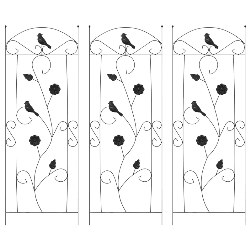 Sodo tvora 3 pcs Juoda 110 x 40 cm Plienas
