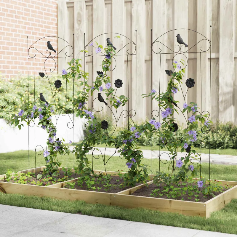 Sodo tvora 3 pcs Juoda 110 x 40 cm Plienas