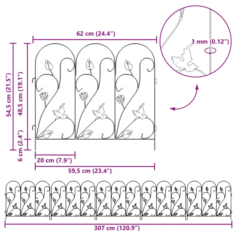 Sodo tvora 5 pcs Juoda Plienas
