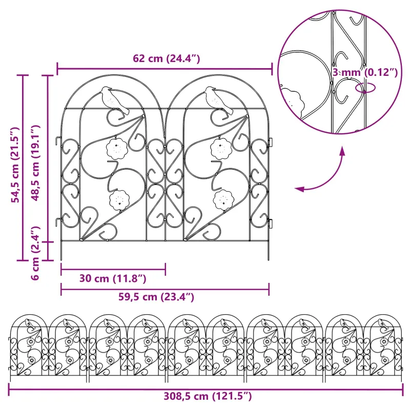 Sodo tvora 5 pcs Juoda Plienas