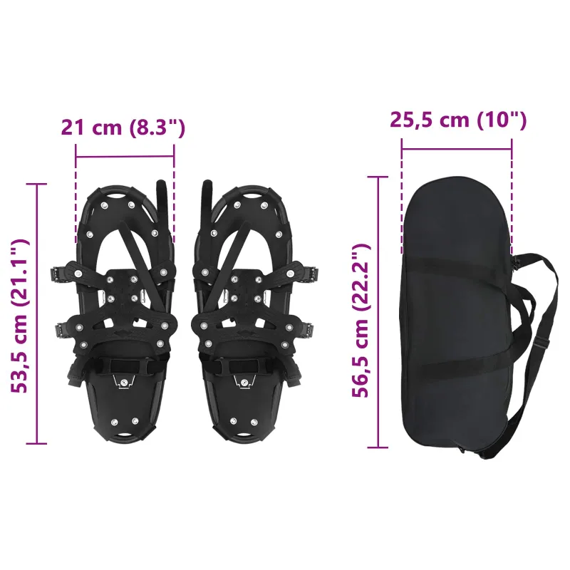 3 in 1 sniego batai Juoda 53,5 x 21 cm Aliuminis ir HDPE
