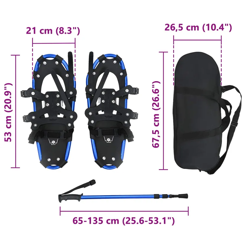 3 in 1 sniego batai su žygio lazdelėmis Mėlyna ir juoda