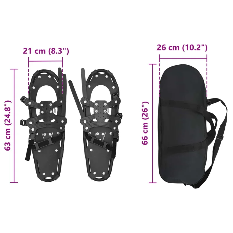 3 in 1 sniego batai Juoda 63 x 21 cm Aliuminis ir HDPE