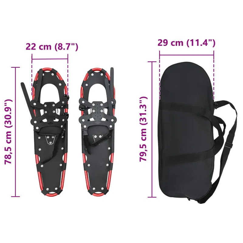 3 in 1 sniego batai Raudona ir Juoda 78,5 x 22 cm