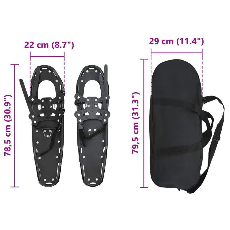 3 in 1 sniego batai Juoda 78,5 x 22 cm Aliuminis ir HDPE