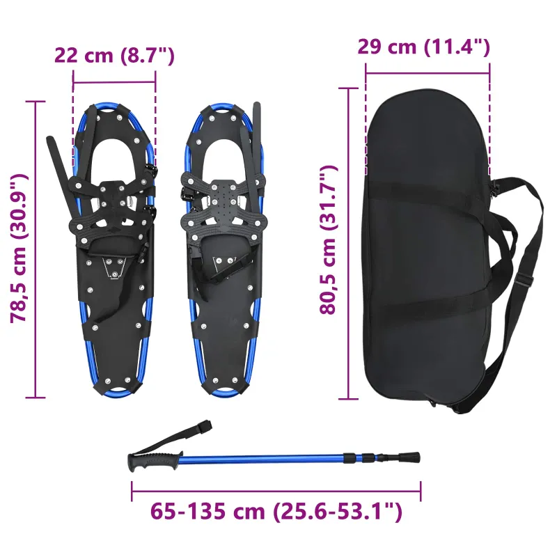 3 in 1 sniego batai su žygio lazdelėmis Mėlyna ir juoda