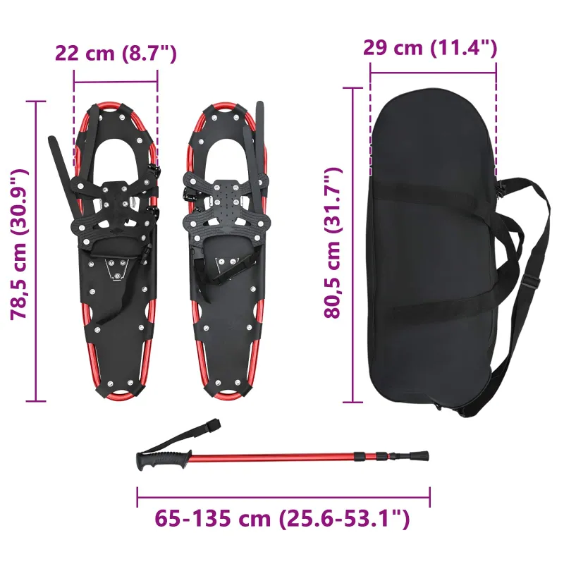 3 in 1 sniego batai su žygio lazdelėmis Raudona ir Juoda