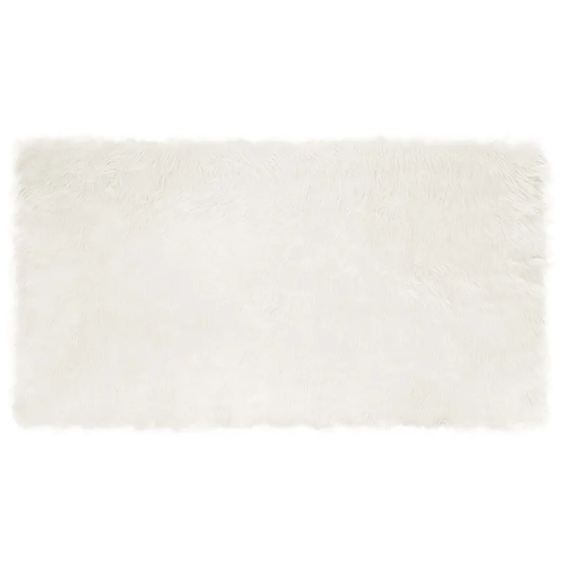 Dirbtinio avių kailio kilimas TAFALLA Balta 60 x 110 cm