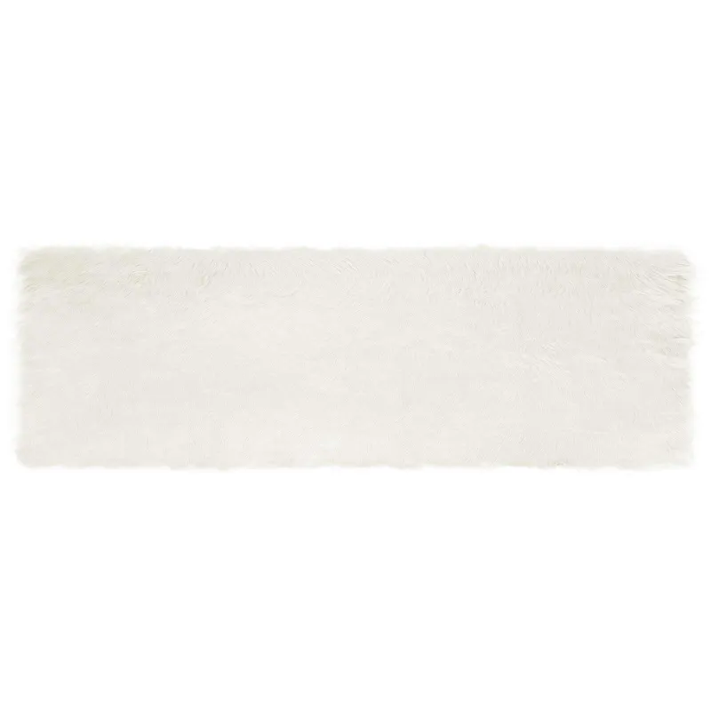 Dirbtinio avių kailio kilimas TAFALLA Balta 80 x 250 cm