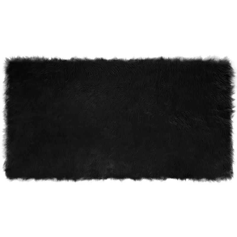 Dirbtinio avių kailio kilimas TAFALLA Juoda 80 x 150 cm
