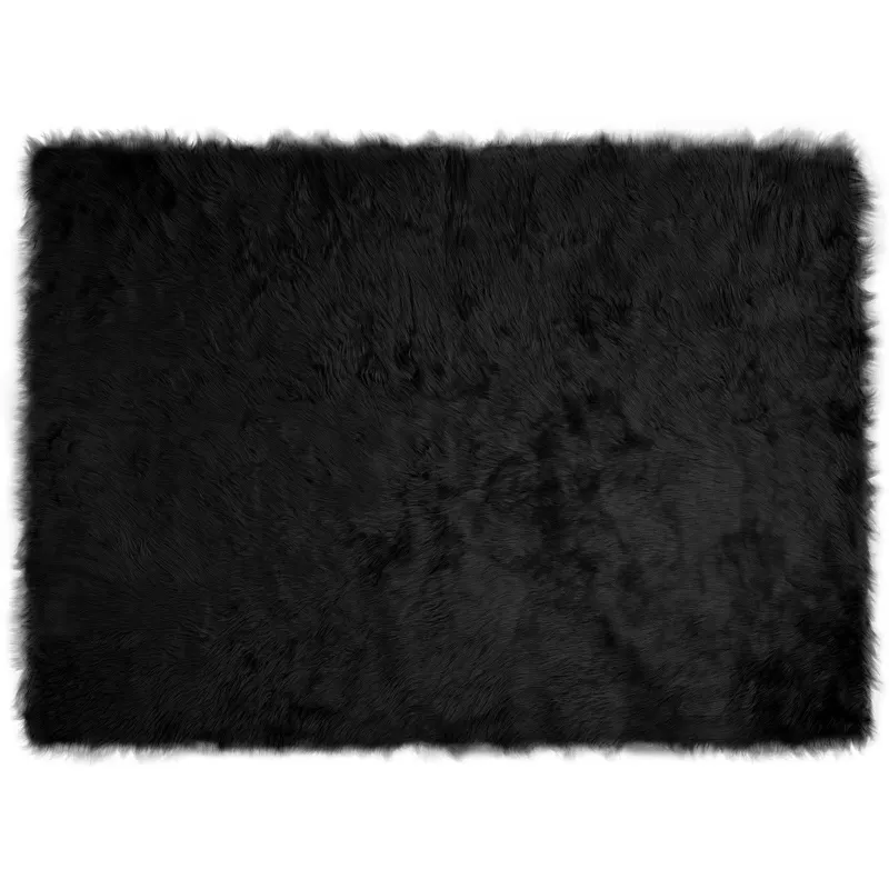 Dirbtinio avių kailio kilimas TAFALLA Juoda 120 x 170 cm