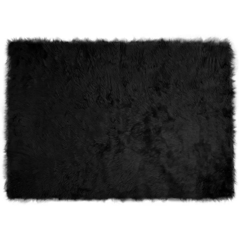 Dirbtinio avių kailio kilimas TAFALLA Juoda 140 x 200 cm
