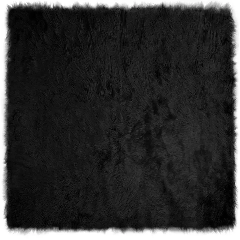 Dirbtinio avių kailio kilimas TAFALLA Juoda 160 x 160 cm