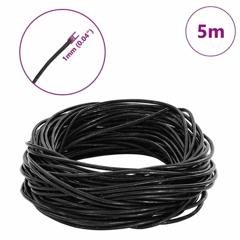 Odinė gija Juoda Ø1 mm x 5 m Oda