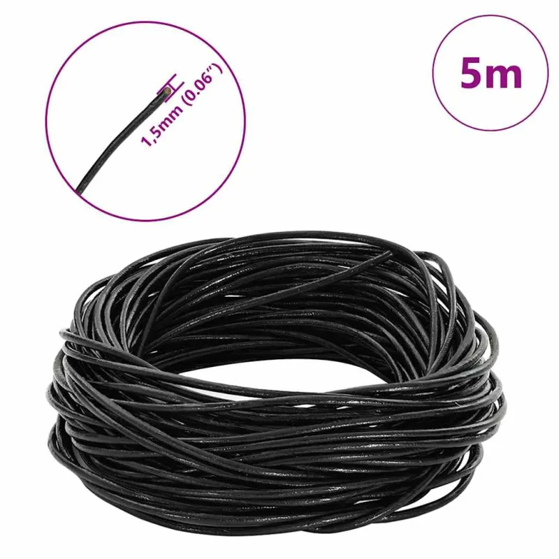 Odinė gija Juoda Ø1,5 mm x 5 m Oda