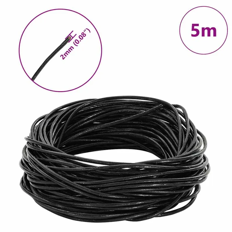 Odinė gija Juoda Ø2 mm x 5 m Oda