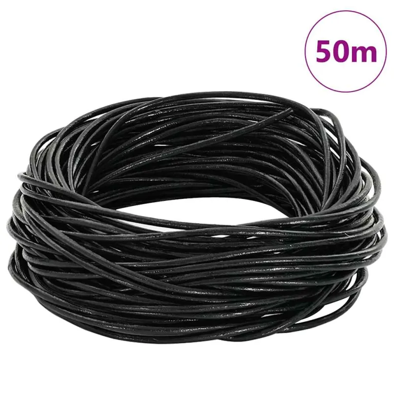 Odinė gija Juoda Ø2 mm x 50 m Oda