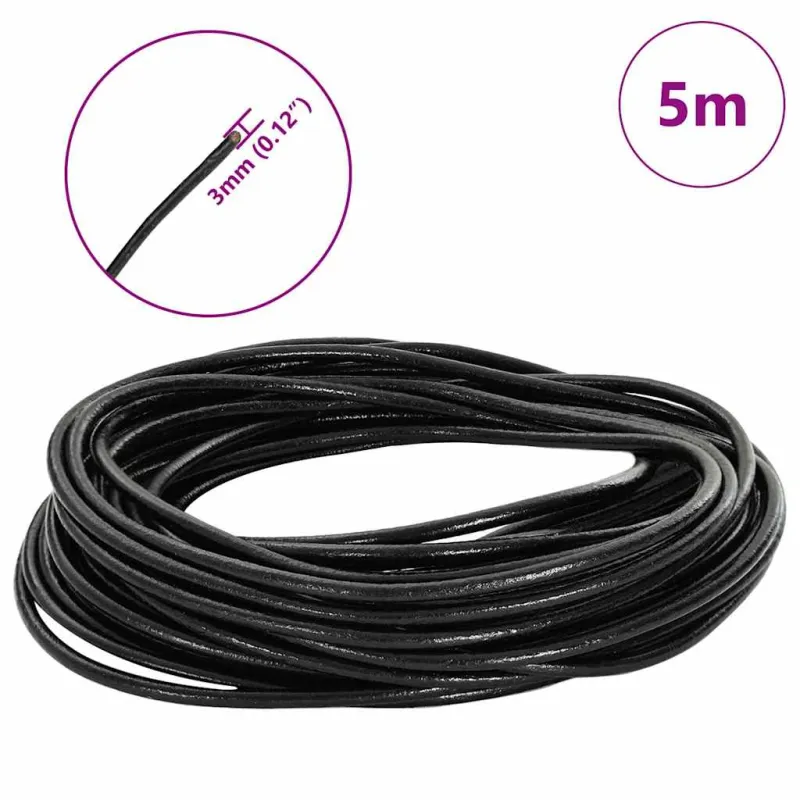 Odinė gija Juoda Ø3 mm x 5 m Oda