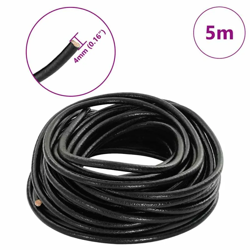 Odinė gija Juoda Ø4 mm x 5 m Oda