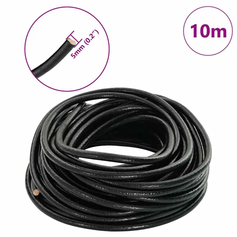 Odinė gija Juoda Ø5 mm x 10 m Oda