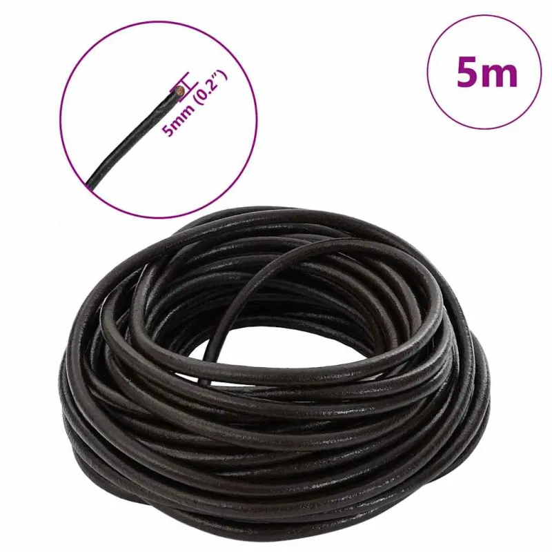 Odinė gija Tamsiai rudas Ø5 mm x 5 m Oda