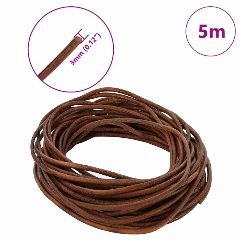 Odinė gija Šviesiai rudas Ø3 mm x 5 m Oda