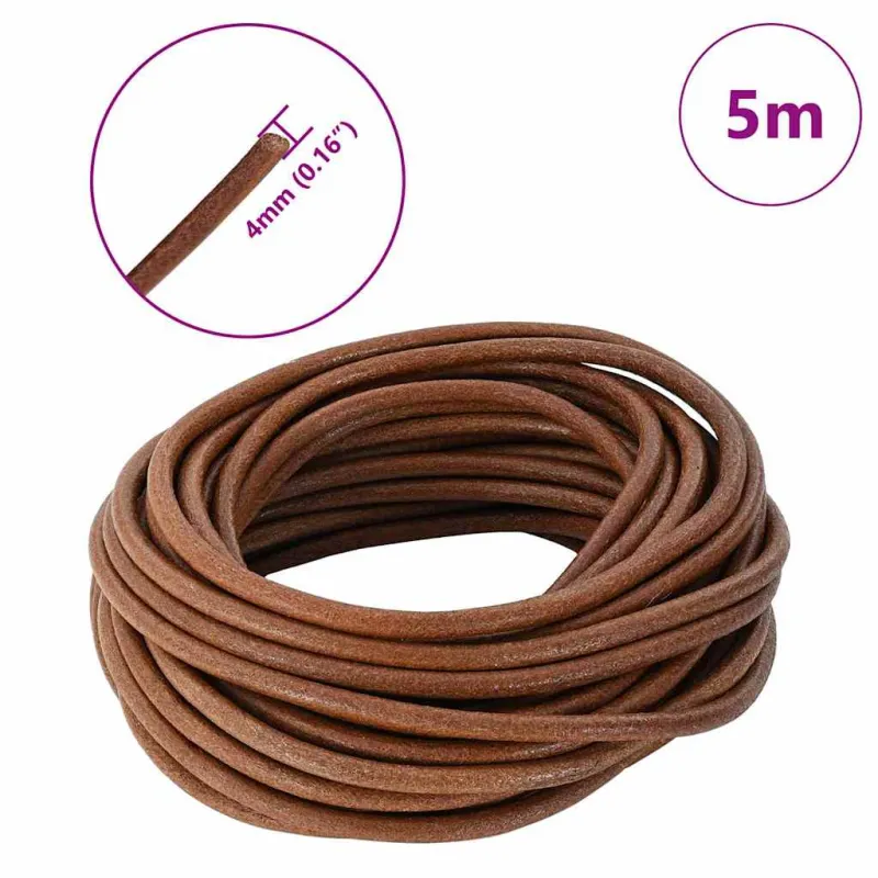 Odinė gija Šviesiai rudas Ø4 mm x 5 m Oda