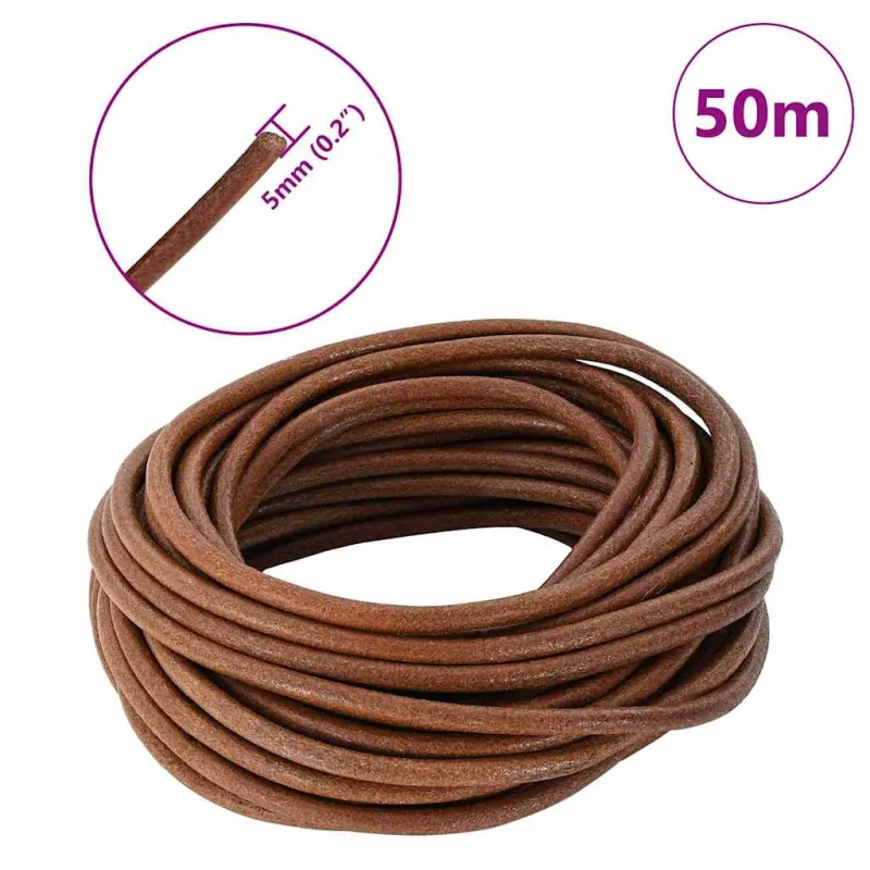 Odinė gija Šviesiai rudas Ø5 mm x 50 m Oda