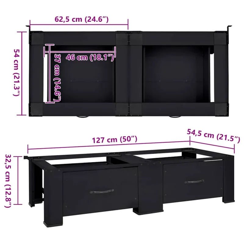 Skalbyklės pjedestalas 2 pcs Juodas 127 x 54,5 x 32,5 cm
