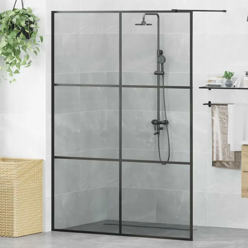 Įėjimo dušo siena Juoda 140 x 195 cm grūdintas stiklas