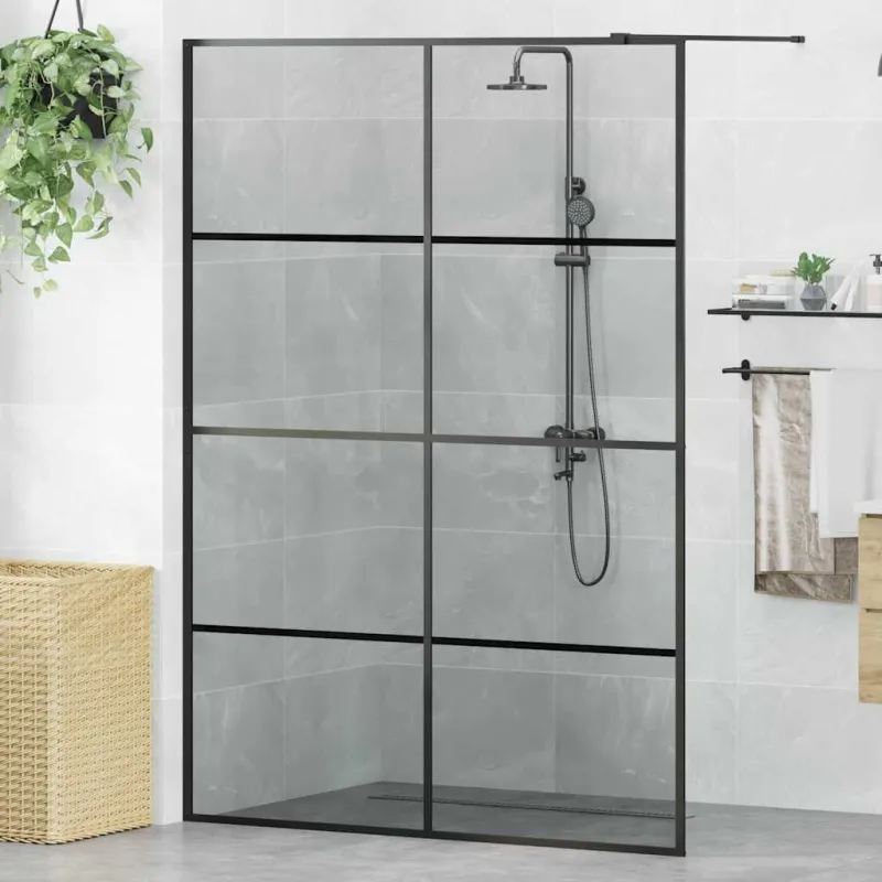 Įėjimo dušo siena Juoda 140 x 195 cm grūdintas stiklas