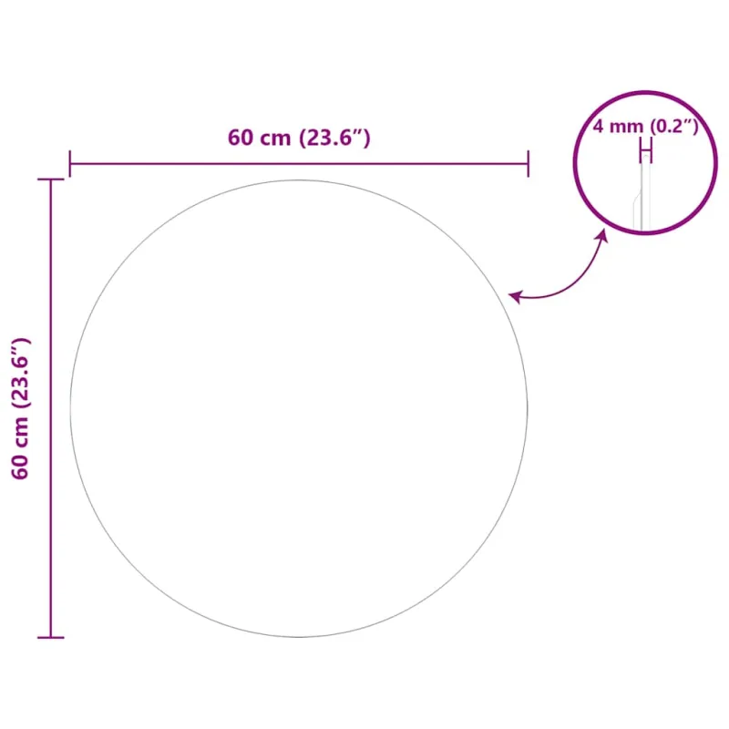 Sieninis veidrodis Apvali Ø 60 cm grūdintas stiklas