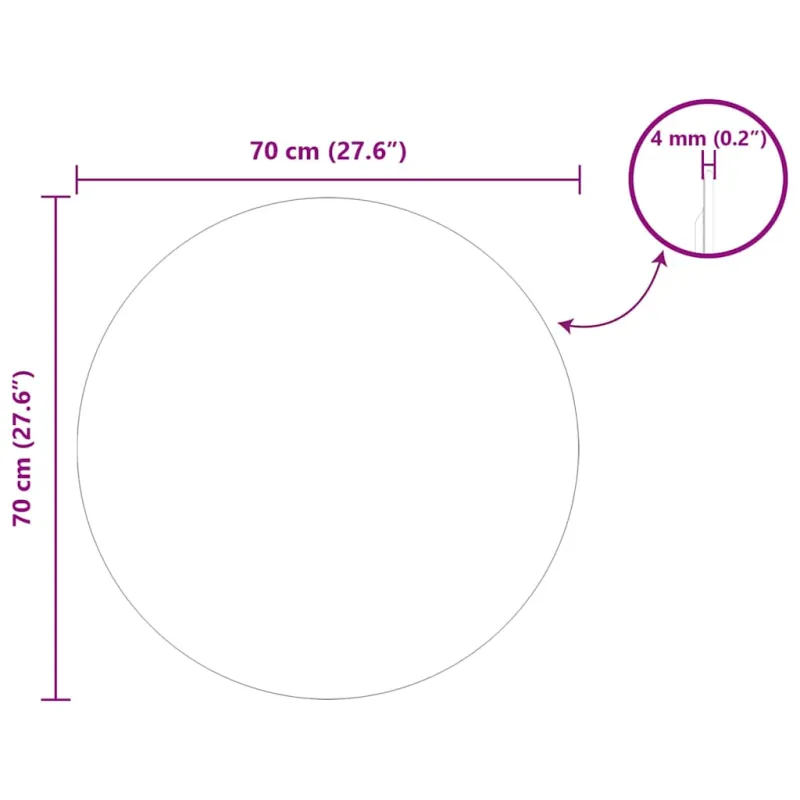 Sieninis veidrodis Apvali Ø 70 cm grūdintas stiklas