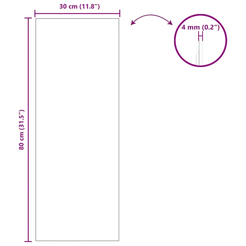 Sieninis veidrodis Stačiakampio 30 x 80 cm grūdintas stiklas