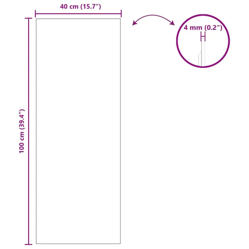Sieninis veidrodis Stačiakampio 40 x 100 cm grūdintas stiklas
