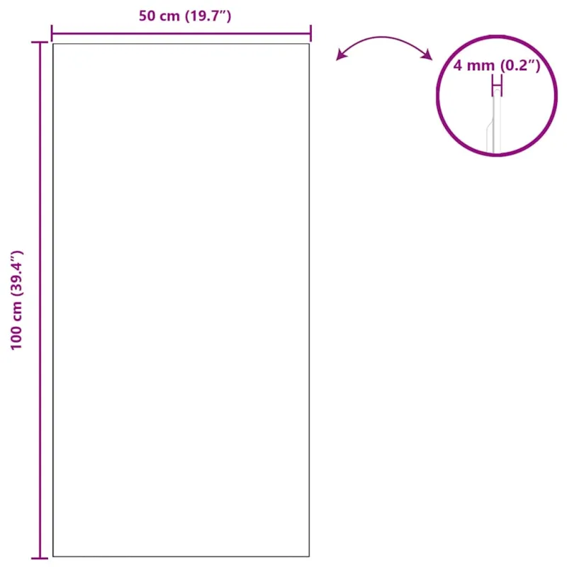Sieninis veidrodis Stačiakampio 50 x 100 cm grūdintas stiklas